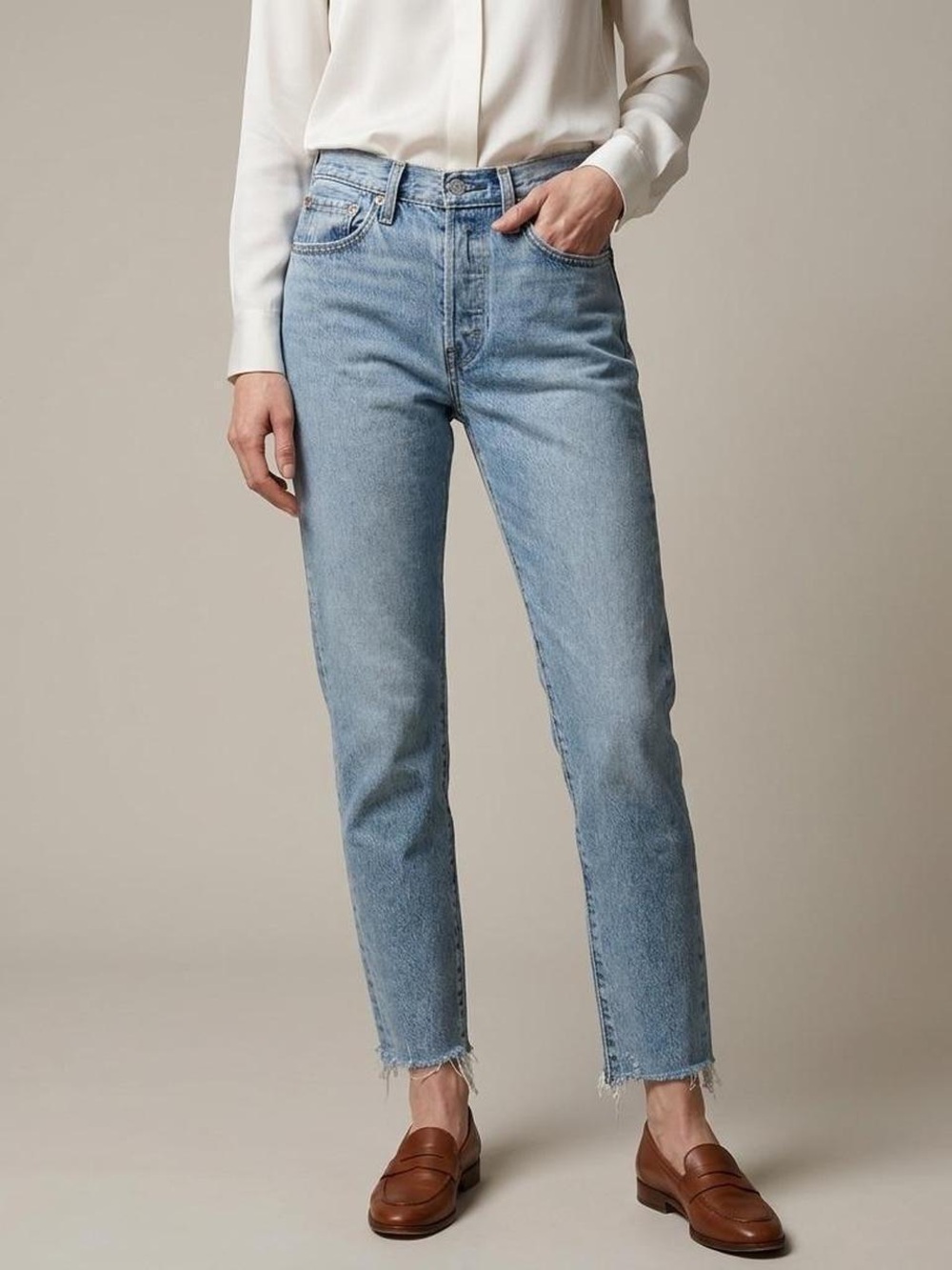 Levi Wedgie Straight Denim Jeans - Light Blue